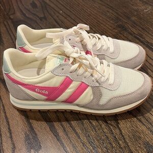 Gola Women's Pink and Cream Sneakers